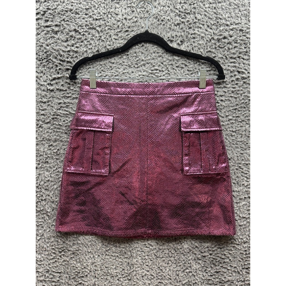 Anthropologie Hosbjerg Womens Pink Klume Metallic A-Line Mini Skirt Size Small